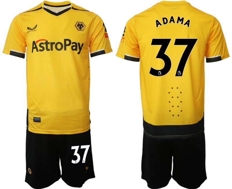 Men 2022-2023 Club Wolverhampton Wanderers home yellow 37 Soccer Jersey